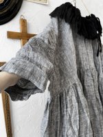 画像4: MARCHE' DE SOEUR／大きなラッフル襟のチュニック・シャンブレーに黒ガーゼ襟 (4)