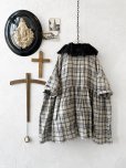 画像6: MARCHE' DE SOEUR／大きなラッフル襟のチュニック・先染チェックに黒ガーゼ襟