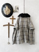 画像6: MARCHE' DE SOEUR／大きなラッフル襟のチュニック・先染チェックに黒ガーゼ襟 (6)