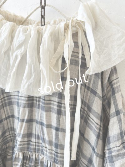 画像4: MARCHE' DE SOEUR／大きなラッフル襟のチュニック・先染チェックにミルク襟