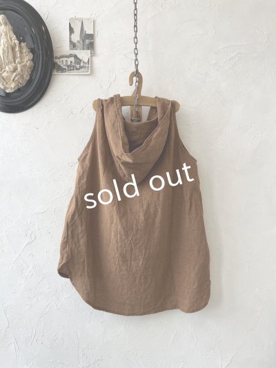 画像6: Libera&Capricciosa／フードリネンタンクトップ・ブラウン