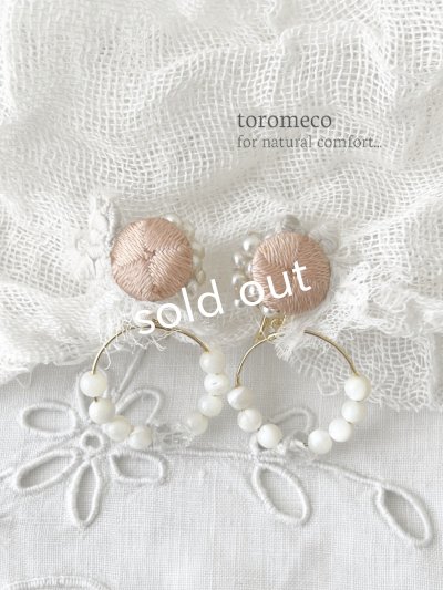 画像2: toromeco／アンティークシルクと天然石イヤリング・サーモンピンク