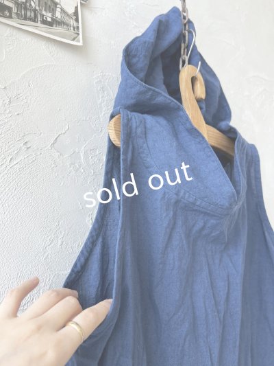 画像3: Libera&Capricciosa／フードリネンタンクトップ・インクブルー