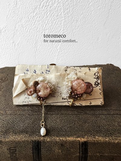 画像1: toromeco／”tsubuto” スフレスパンコールのイヤリング ・ピンクブラウン