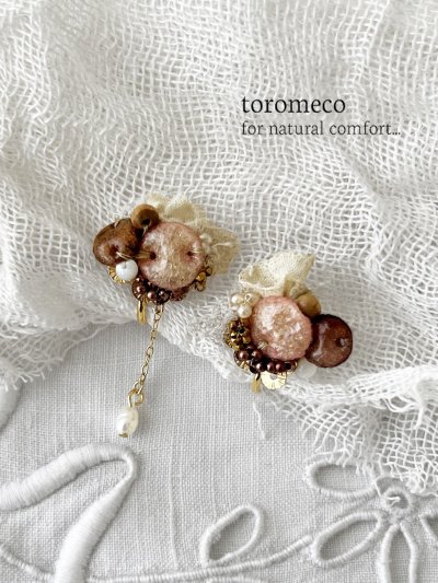 画像2: toromeco／”tsubuto” スフレスパンコールのイヤリング ・ピンクブラウン