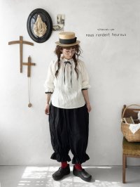 nous rendent heureux/襟ぐり配色リボンブラウス・オフ