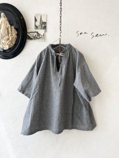 画像1: seasew.／306 スキッパーギャザーブラウス・チドリ