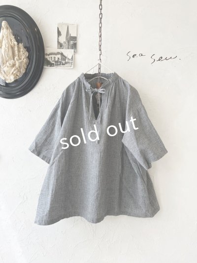 画像1: seasew.／306 スキッパーギャザーブラウス・チドリ