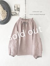 nous rendent heureux/襟ぐり配色リボンブラウス・モーヴピンク