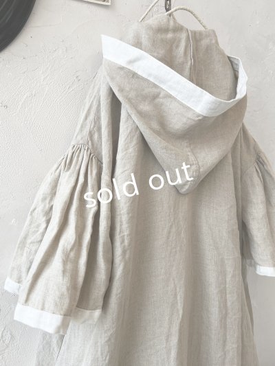 画像10: Avenue/フード付きリネンワンピース・生成りに白ライン