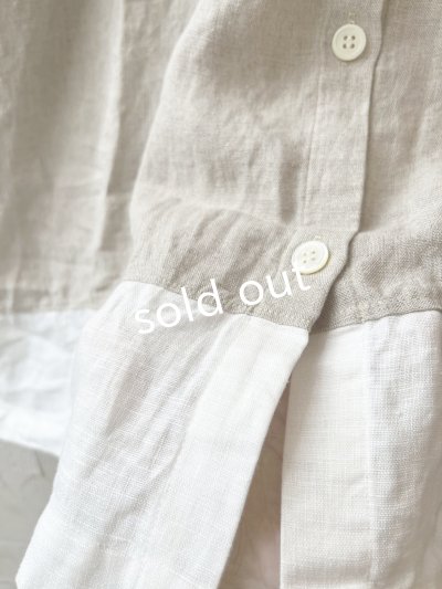 画像6: Avenue/フード付きリネンワンピース・生成りに白ライン