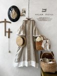 画像1: Avenue／フード付きリネンワンピース・生成りに白ライン (1)