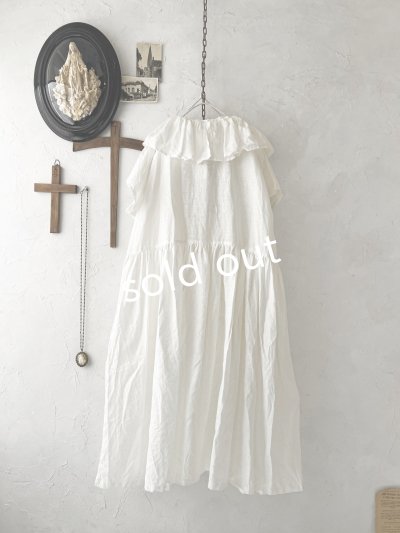 画像5: shizuka's【9】アンティークレースのフリル襟フレンチワンピース・白D