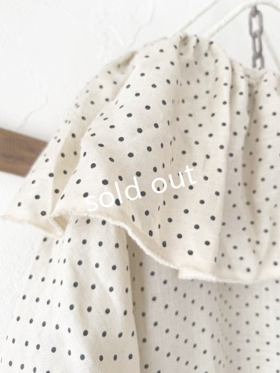 画像7: shizuka's【20】アンティークレースのボリューム袖ドットワンピース・ベージュ