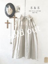 shizuka's【14】アンティークレースのフリル襟フレンチワンピース・生成りA