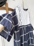 画像4: shizuka's【27】アンティークレースちょうちょ袖ワンピース・ネイビーチェック