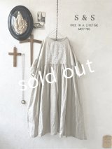 shizuka's【13】アンティークレースちょうちょ袖ワンピース・生成りA