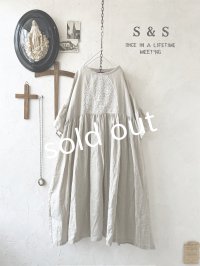 shizuka's【13】アンティークレースちょうちょ袖ワンピース・生成りA