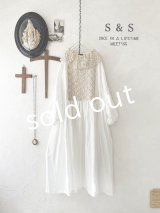 shizuka's【11】アンティークレースのボリューム袖ワンピース・白A