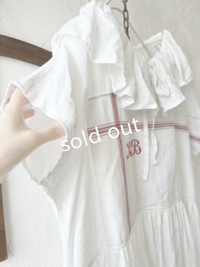 画像4: shizuka's【10】アンティークレースのフリル襟フレンチワンピース・白E