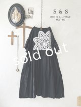 shizuka's【23】アンティークレースちょうちょ袖ワンピース・黒B