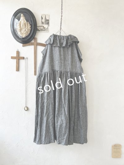 画像5: shizuka's【25】アンティークレースのフリル襟フレンチワンピース・黒シャンブレーB