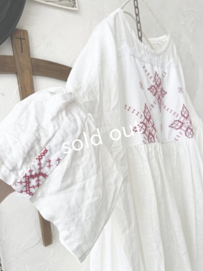 画像4: shizuka's【5】アンティークレースちょうちょ袖ワンピース・白C