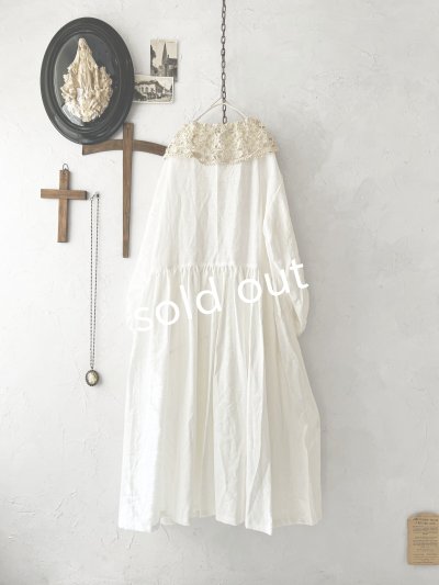 画像5: shizuka's【11】アンティークレースのボリューム袖ワンピース・白A