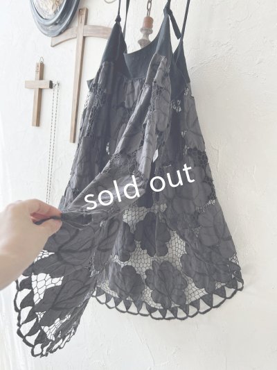 画像4: shizuka's【29】アンティークレースのキャミチュニック・スミクロ