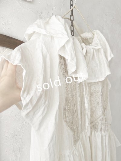 画像4: shizuka's【7】アンティークレースのフリル襟フレンチワンピース・白B