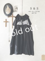 shizuka's【22】アンティークレースのフリル襟フレンチワンピース・黒