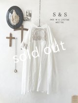 shizuka's【3】アンティークレースちょうちょ袖ワンピース・白A