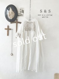 shizuka's【3】アンティークレースちょうちょ袖ワンピース・白A