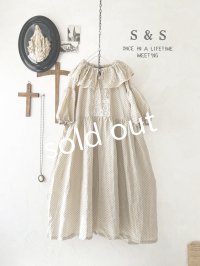 shizuka's【18】アンティークレースの ドットフリルワンピース・ベージュA