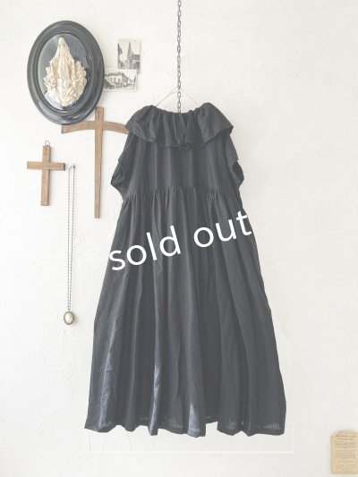 画像5: shizuka's【22】アンティークレースのフリル襟フレンチワンピース・黒