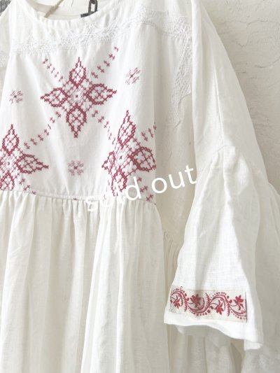 画像3: shizuka's【5】アンティークレースちょうちょ袖ワンピース・白C