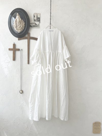 画像5: shizuka's【5】アンティークレースちょうちょ袖ワンピース・白C