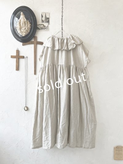 画像5: shizuka's【14】アンティークレースのフリル襟フレンチワンピース・生成りA