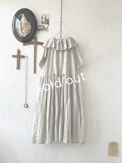 画像5: shizuka's【15】アンティークレースのフリル襟フレンチワンピース・生成りB