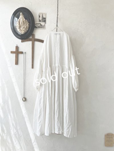 画像6: shizuka's【12】アンティークレースのボリューム袖ワンピース・白B