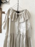画像2: shizuka's【15】アンティークレースのフリル襟フレンチワンピース・生成りB (2)