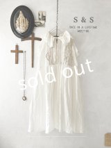 shizuka's【7】アンティークレースのフリル襟フレンチワンピース・白B