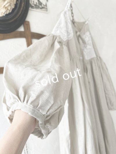 画像5: shizuka's【16】アンティークレースのりぼん結びワンピース・生成りA