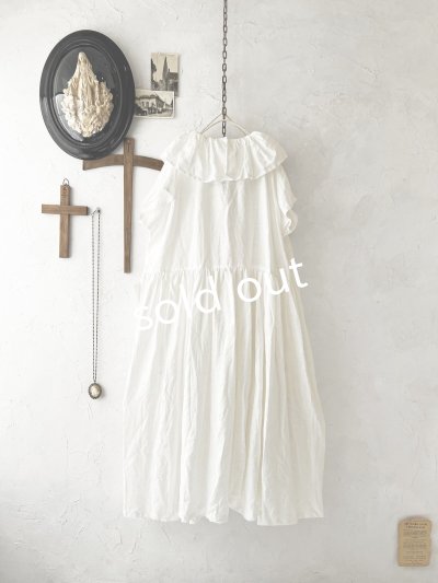 画像5: shizuka's【7】アンティークレースのフリル襟フレンチワンピース・白B