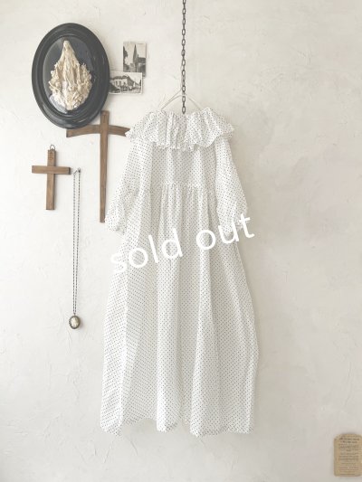 画像5: shizuka's【17】アンティークレースの ドットフリルワンピース・白