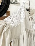 画像4: shizuka's【16】アンティークレースのりぼん結びワンピース・生成りA
