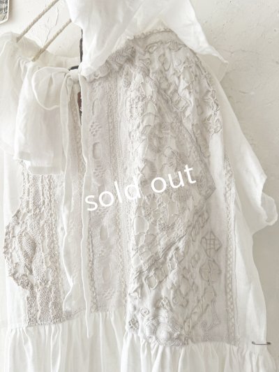 画像3: shizuka's【7】アンティークレースのフリル襟フレンチワンピース・白B