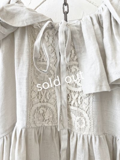 画像3: shizuka's【14】アンティークレースのフリル襟フレンチワンピース・生成りA