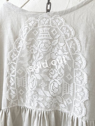 画像3: shizuka's【13】アンティークレースちょうちょ袖ワンピース・生成りA