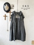 画像1: shizuka's【24】アンティークレースのフリル襟フレンチワンピース・黒シャンブレーA (1)